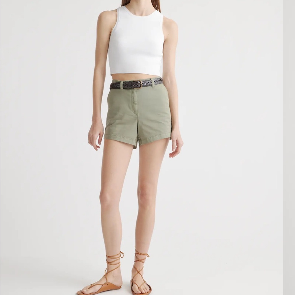 Quince Organic Stretch Cotton Chino Short Olive Size 4